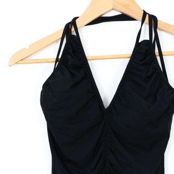 Intimissimi Black Rouched Racer Back V Neck Tank Top - Picture 3 of 9